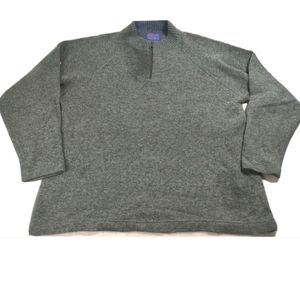 Vintage Pendleton Mens Sweater Large Green ZipLambswool Casual Pullover Relax